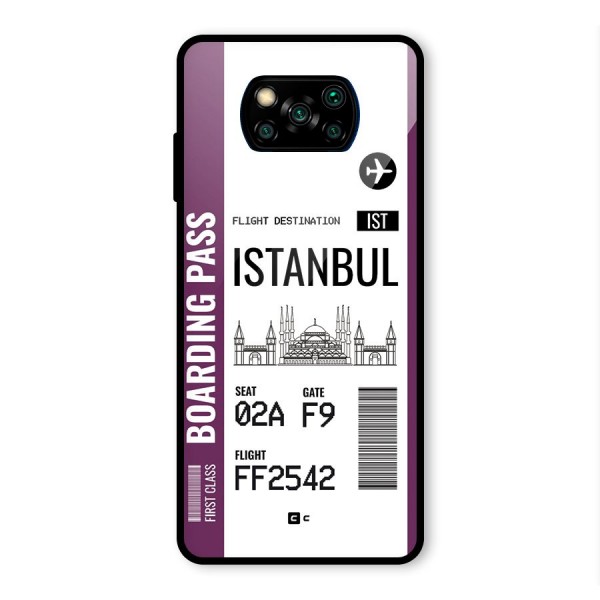 Istanbul Boarding Pass Glass Back Case for Poco X3 Pro