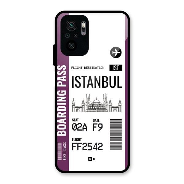 Istanbul Boarding Pass Glass Back Case for Redmi Note 10