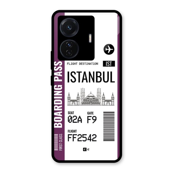 Istanbul Boarding Pass Glass Back Case for Vivo T1 Pro