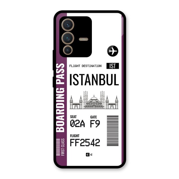 Istanbul Boarding Pass Glass Back Case for Vivo V23 5G