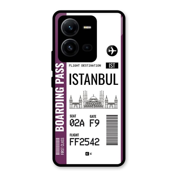 Istanbul Boarding Pass Glass Back Case for Vivo V25