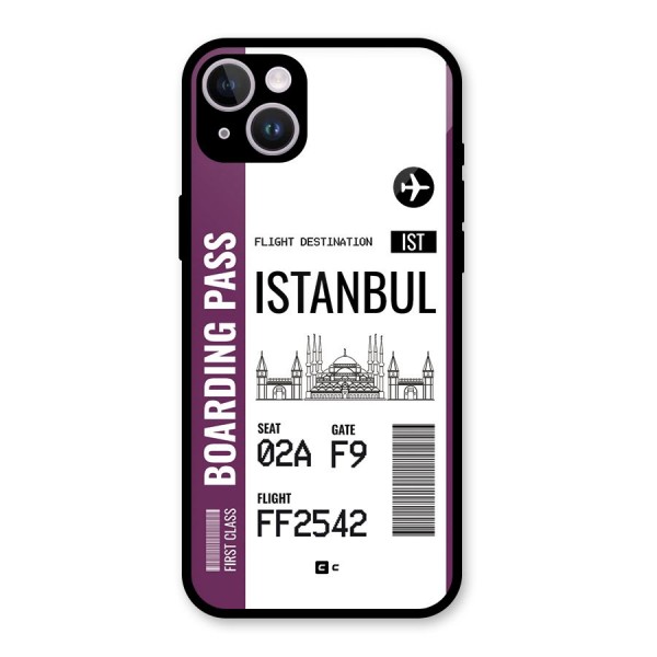 Istanbul Boarding Pass Glass Back Case for iPhone 14 Plus