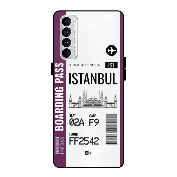 Istanbul Boarding Pass Metal Back Case for Oppo Reno4 Pro