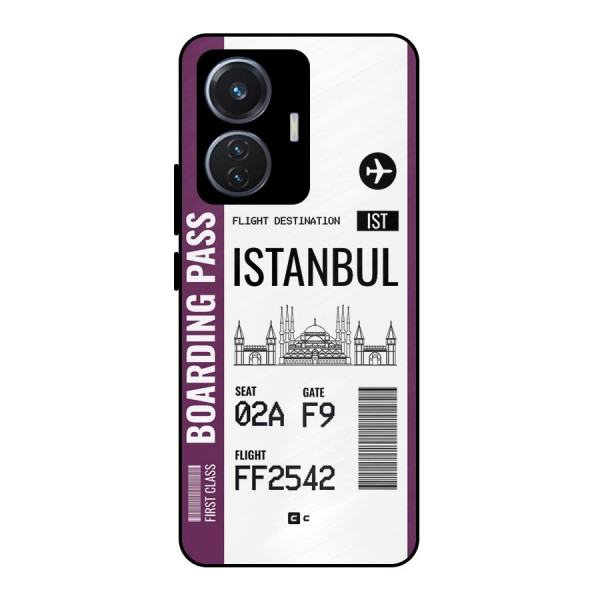 Istanbul Boarding Pass Metal Back Case for Vivo T1 44W