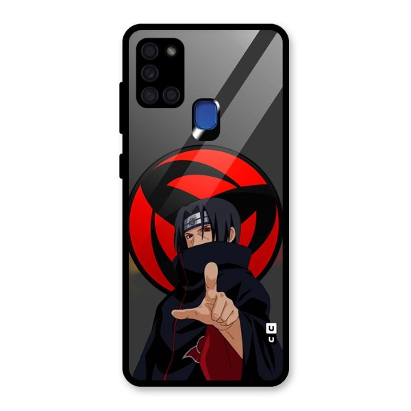 Itachi Uchiha With sharingan Glass Back Case for Galaxy A21s