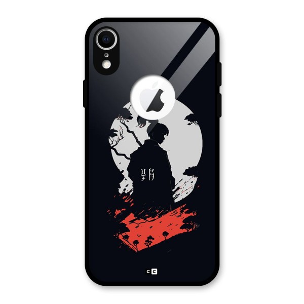 Japanese Warrior Glass Back Case for iPhone XR Logo Cut