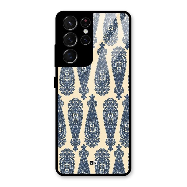 Kalamkari Design Glass Back Case for Galaxy S21 Ultra 5G