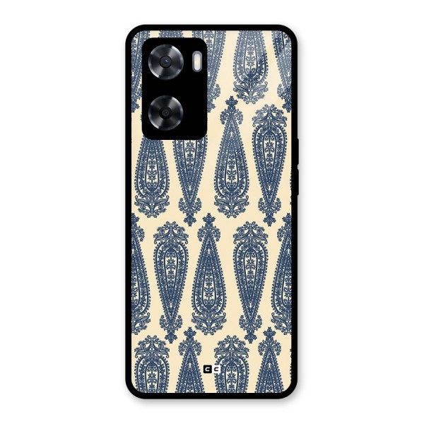 Kalamkari Design Glass Back Case for Oppo A57 2022