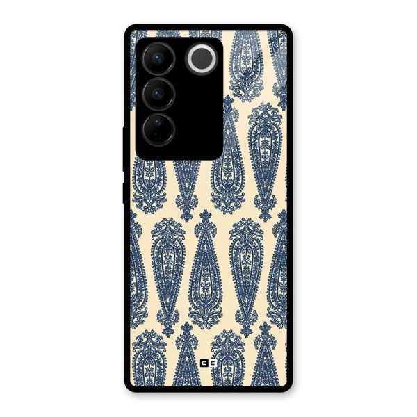 Kalamkari Design Glass Back Case for Vivo V27 Pro