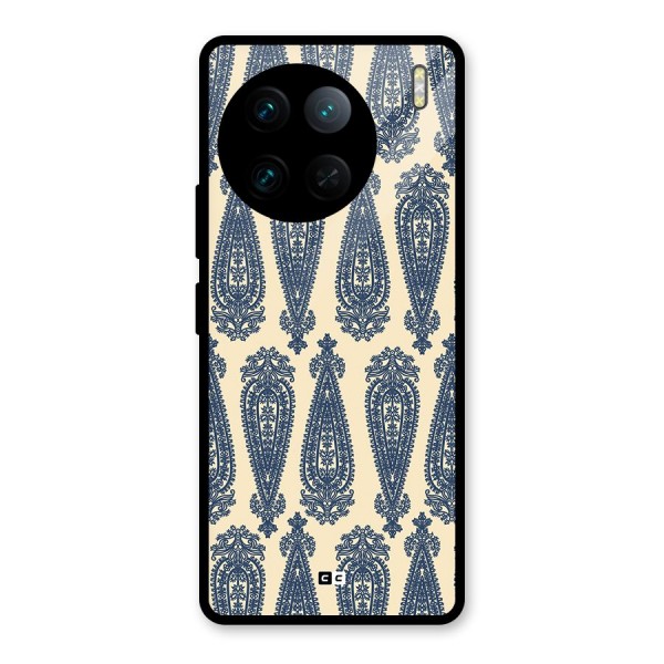 Kalamkari Design Glass Back Case for Vivo X90 Pro