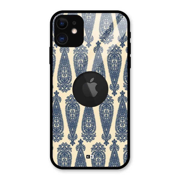 Kalamkari Design Glass Back Case for iPhone 11 Logo Cut