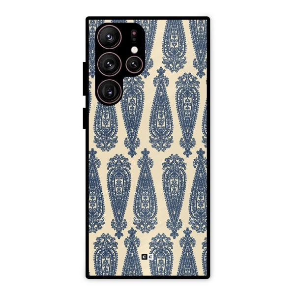 Kalamkari Design Metal Back Case for Galaxy S22 Ultra 5G