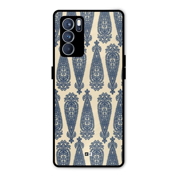 Kalamkari Design Metal Back Case for Oppo Reno6 Pro 5G