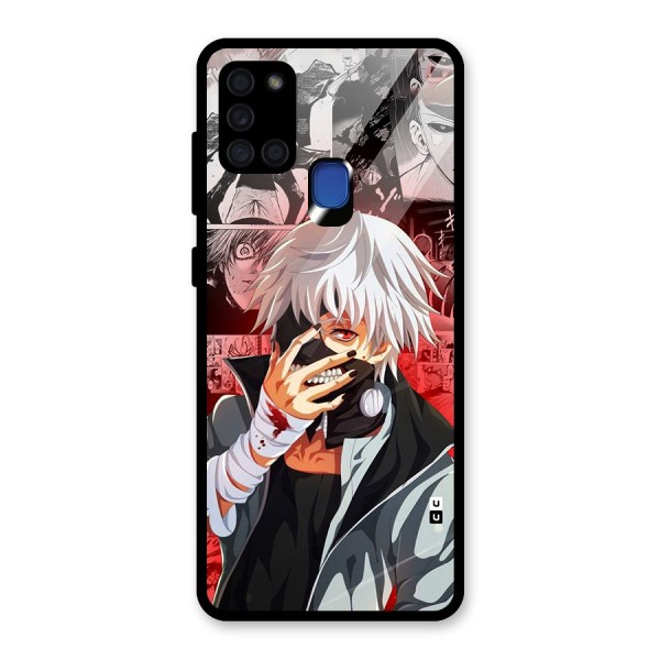 Kaneki Ken Manga Style Glass Back Case for Galaxy A21s