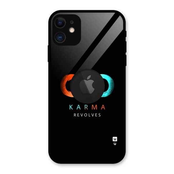 Karma Revolves Glass Back Case for iPhone 11 Logo Cut