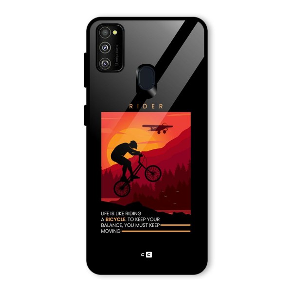 Keep Moving Rider Glass Back Case for Galaxy M30s