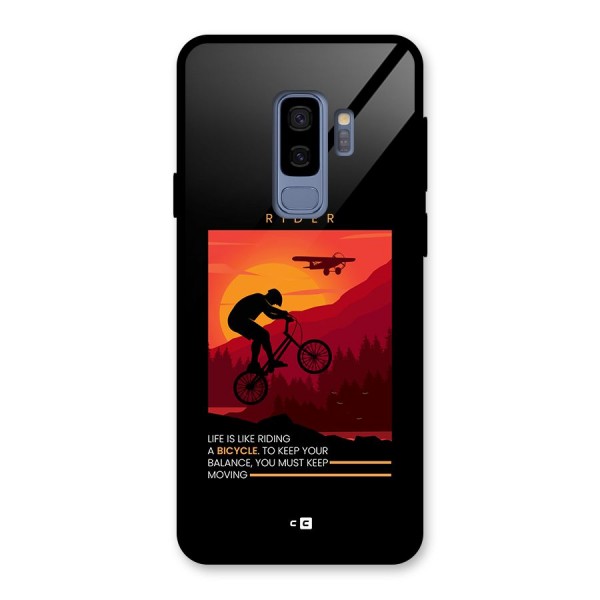 Keep Moving Rider Glass Back Case for Galaxy S9 Plus