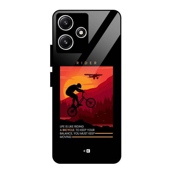 Keep Moving Rider Glass Back Case for Poco M6 Pro