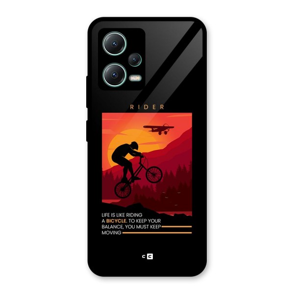 Keep Moving Rider Glass Back Case for Poco X5