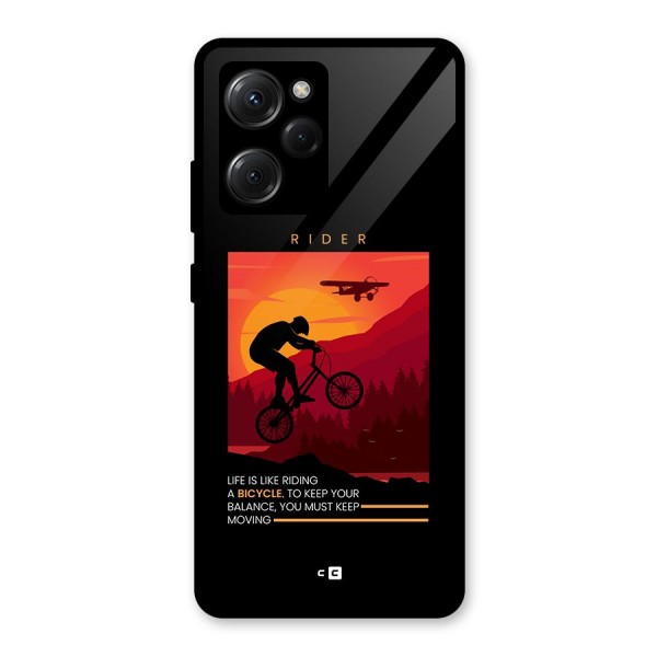 Keep Moving Rider Glass Back Case for Poco X5 Pro