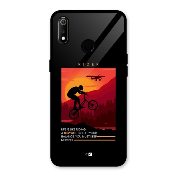 Keep Moving Rider Glass Back Case for Realme 3i