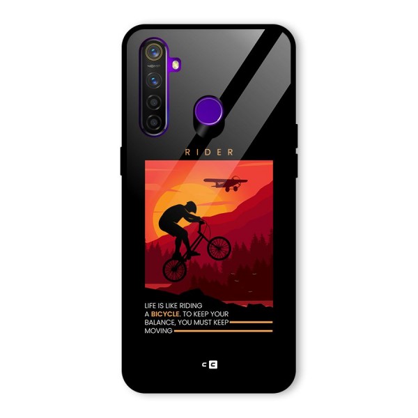 Keep Moving Rider Glass Back Case for Realme 5 Pro