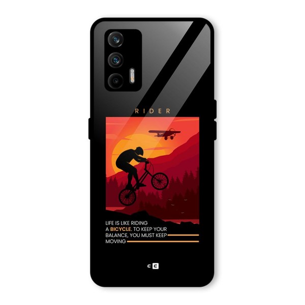 Keep Moving Rider Glass Back Case for Realme GT 5G