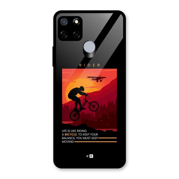 Keep Moving Rider Glass Back Case for Realme Narzo 30A