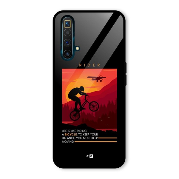 Keep Moving Rider Glass Back Case for Realme X3 SuperZoom