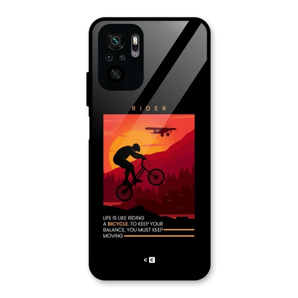 Keep Moving Rider Glass Back Case for Redmi Note 10