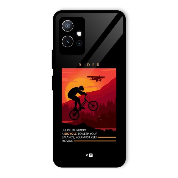 Keep Moving Rider Glass Back Case for Vivo T1 5G