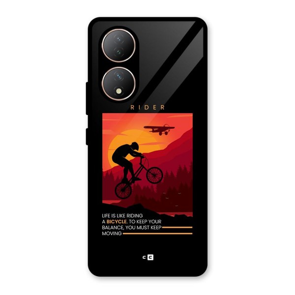 Keep Moving Rider Glass Back Case for Vivo T2