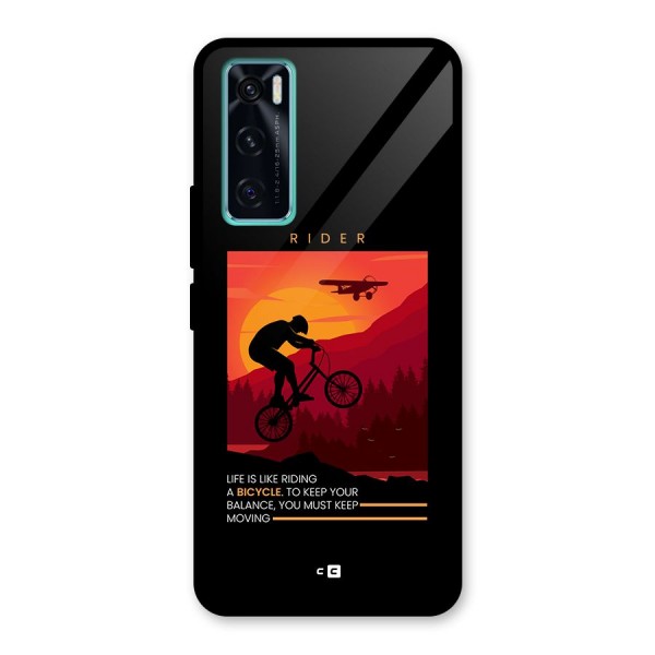 Keep Moving Rider Glass Back Case for Vivo V20 SE