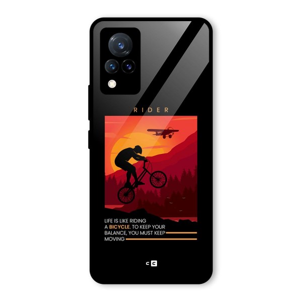 Keep Moving Rider Glass Back Case for Vivo V21 5G