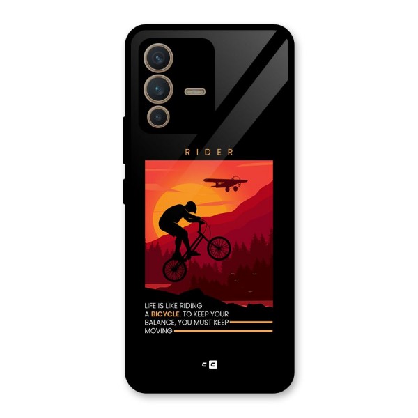 Keep Moving Rider Glass Back Case for Vivo V23 5G