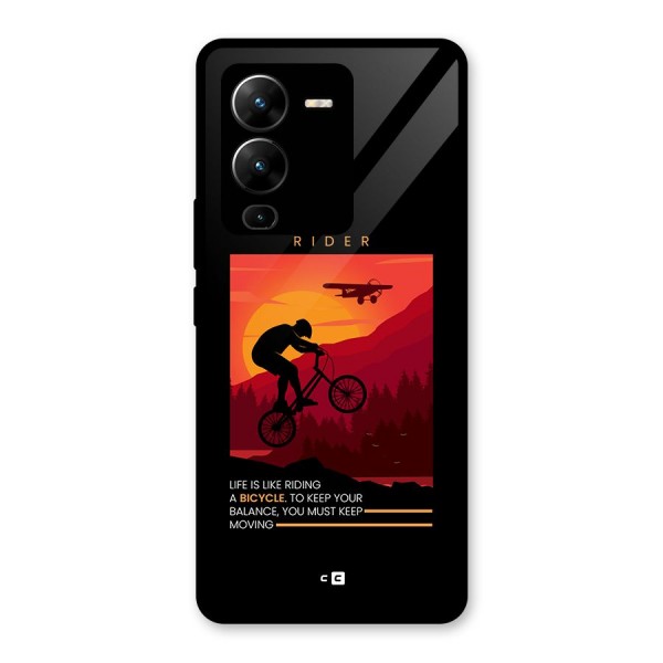 Keep Moving Rider Glass Back Case for Vivo V25 Pro