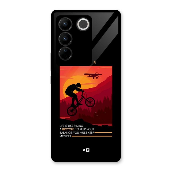 Keep Moving Rider Glass Back Case for Vivo V27 Pro