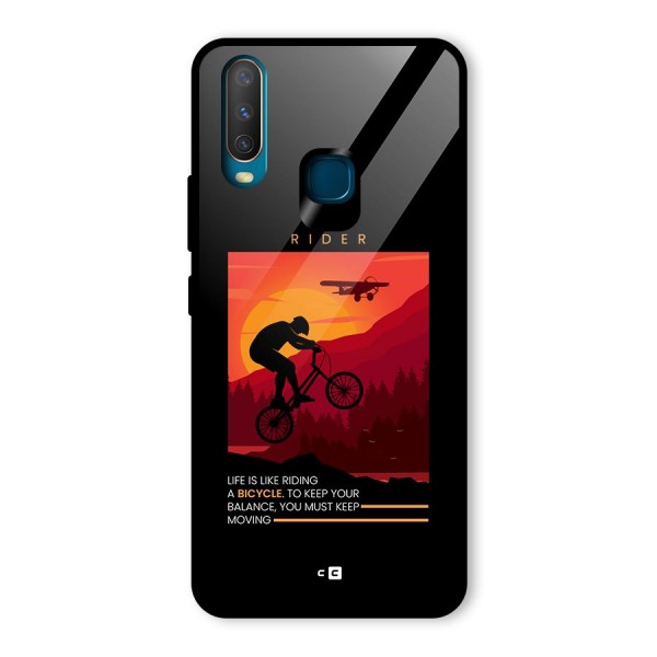 Keep Moving Rider Glass Back Case for Vivo Y17