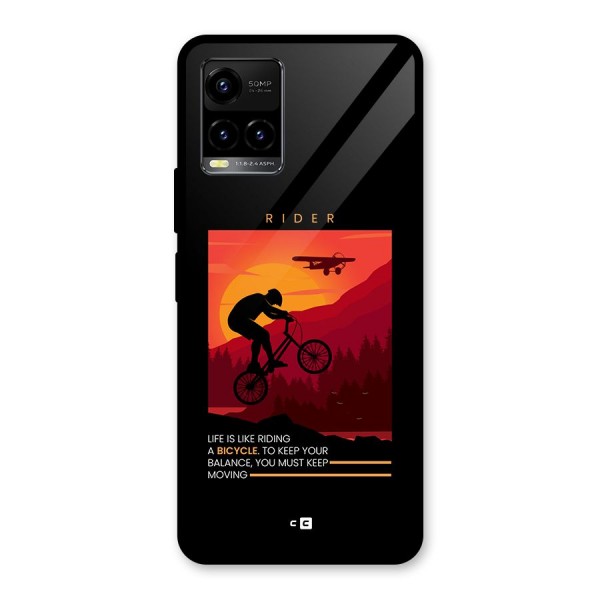 Keep Moving Rider Glass Back Case for Vivo Y21A