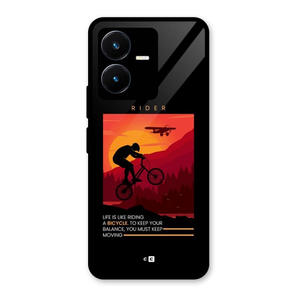 Keep Moving Rider Glass Back Case for Vivo Y22