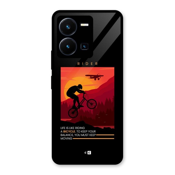 Keep Moving Rider Glass Back Case for Vivo Y35