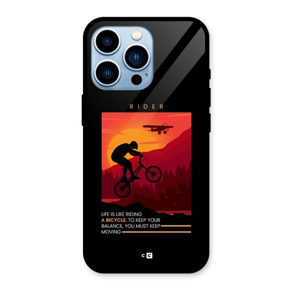 Keep Moving Rider Glass Back Case for iPhone 13 Pro
