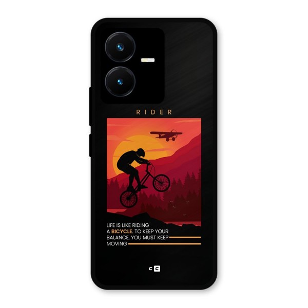 Keep Moving Rider Metal Back Case for Vivo Y22s