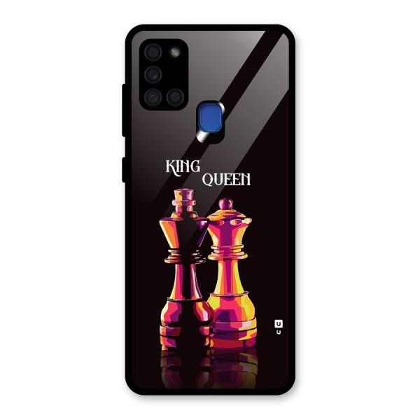 King Queen Glass Back Case for Galaxy A21s