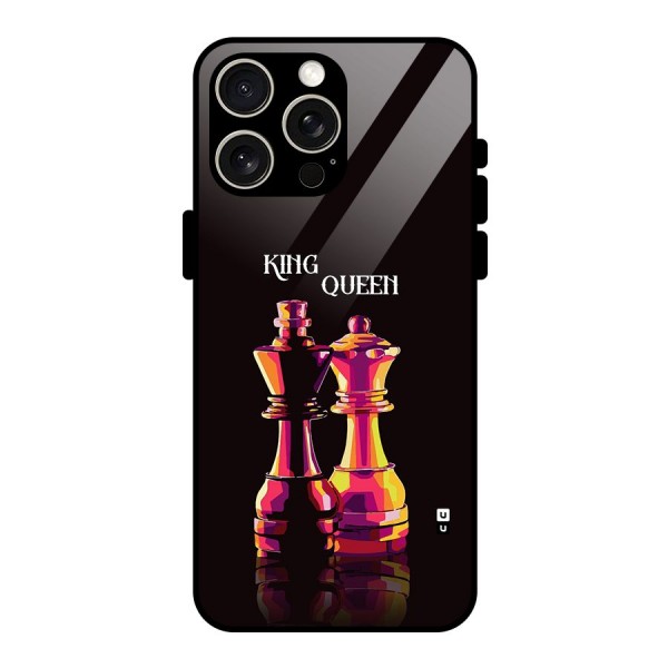 King Queen Glass Back Case for iPhone 15 Pro Max