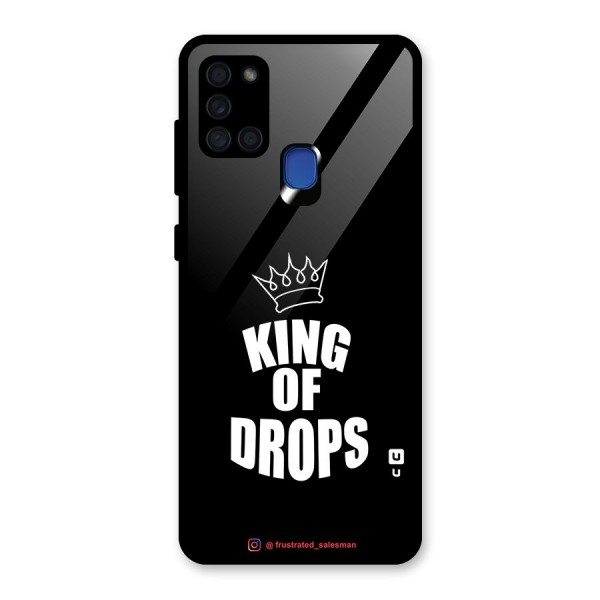 King of Drops Black Glass Back Case for Galaxy A21s