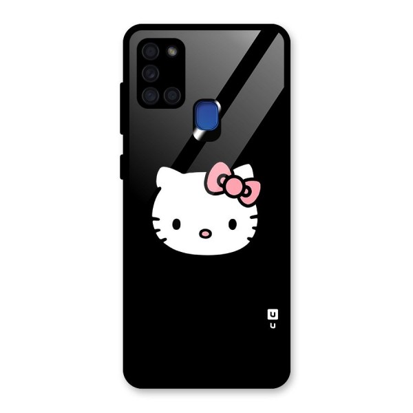 Kitty Cute Glass Back Case for Galaxy A21s