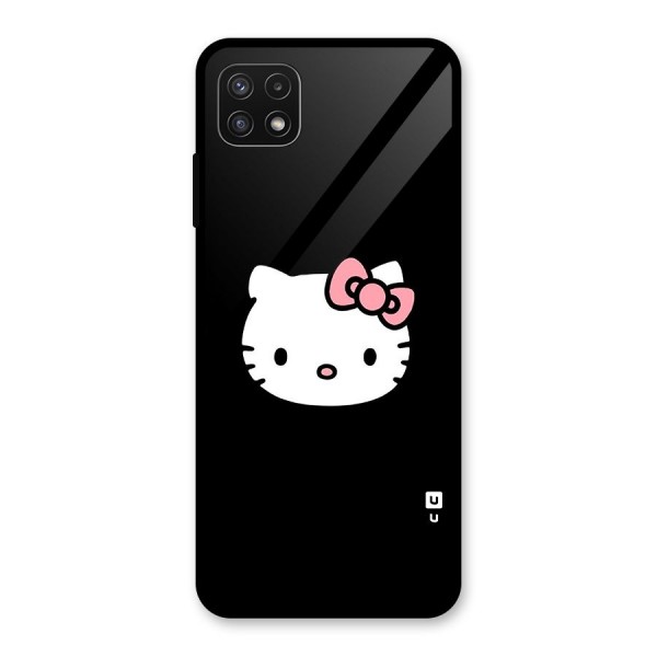 Kitty Cute Glass Back Case for Galaxy A22 5G