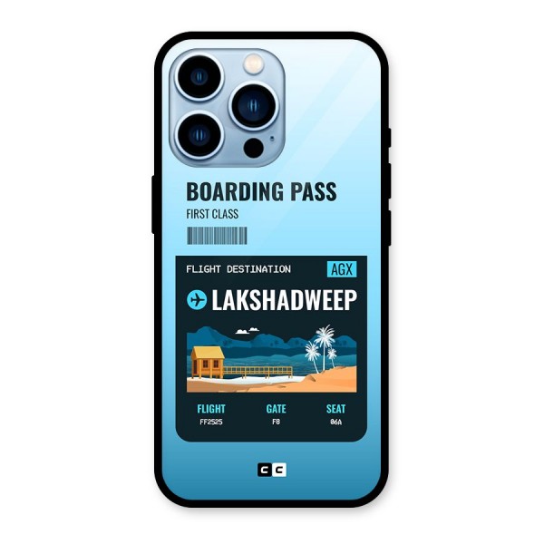 Lakshadweep Boarding Pass Glass Back Case for iPhone 13 Pro