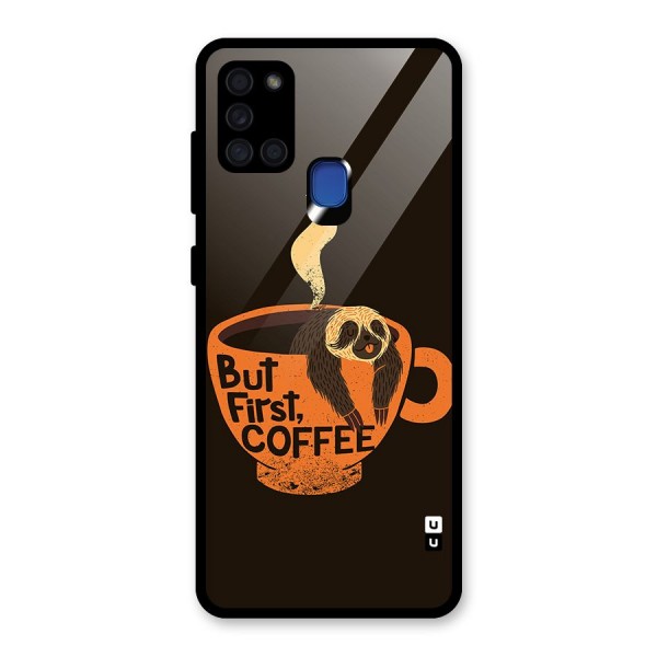 Lazy Coffee Glass Back Case for Galaxy A21s